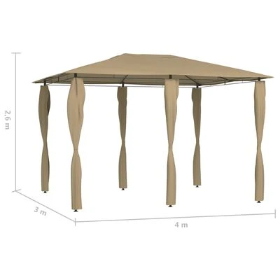 VidaXL Belvédère avec revêtement de poteaux 3x4x2,6 m Taupe 160 g/m² – Image 4