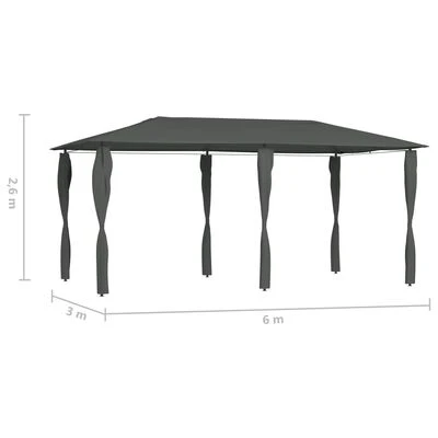 VidaXL Belvédère à revêtement de poteaux 3x6x2,6 m Anthracite 160 g/m² – Image 4