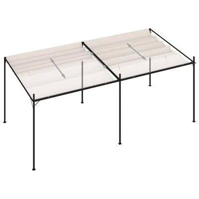 VidaXL Belvédère avec toit rétractable 600x300x233 cm Crème – Image 4