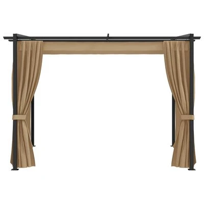 VidaXL Tonnelle avec rideaux 3x3 m Taupe Acier – Image 4