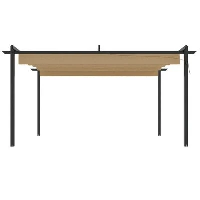 VidaXL Tonnelle de jardin avec toit rétractable 4x3 m Taupe – Image 4