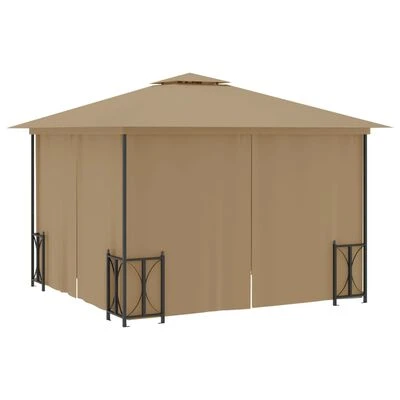 VidaXL Tonnelle avec parois et toit double 3x3 m Taupe – Image 4