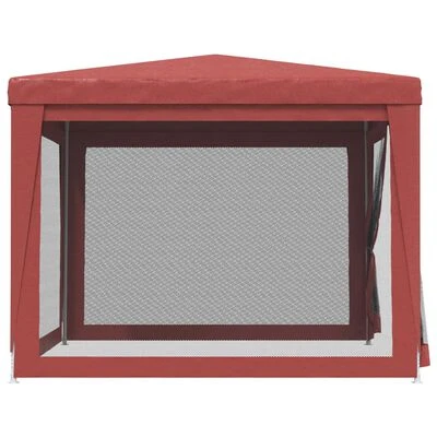 VidaXL Tente de fête avec 4 parois latérales en maille Rouge 3x3m PEHD – Image 4