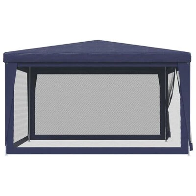 VidaXL Tente de fête avec 4 parois latérales en maille Bleu 4x4 m PEHD – Image 4