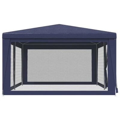 VidaXL Tente de fête avec 6 parois latérales en maille Bleu 6x4 m PEHD – Image 4