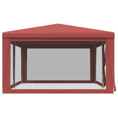 VidaXL Tente de fête avec 6 parois latérales en maille Rouge 6x4m PEHD – Image 4