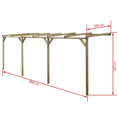 VidaXL Pergola à appentis 2 x 6 x 2,2 m Bois – Image 4
