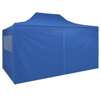 VidaXL Tente pliable avec 4 parois latérales 3 x 4,5 m Bleu – Image 4