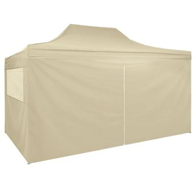 VidaXL Tente pliable avec 4 parois latéraux 3 x 4,5 m Blanc crème – Image 4
