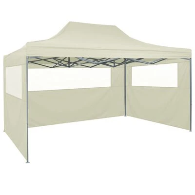 VidaXL Tente de réception pliable avec 4 parois 3x4 m Acier Crème – Image 4
