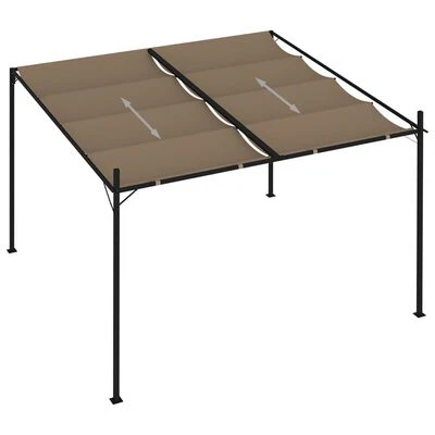 VidaXL Belvédère avec toit rétractable 300x300x233 cm Taupe – Image 5