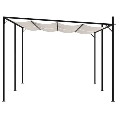 VidaXL Belvédère avec toit rétractable 600x300x233 cm Crème – Image 5
