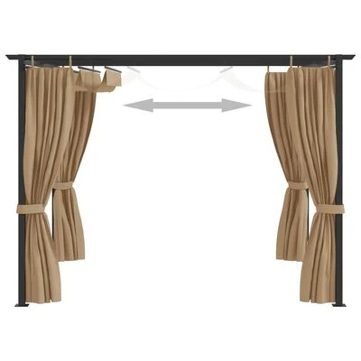 VidaXL Tonnelle avec rideaux 3x3 m Taupe Acier – Image 5