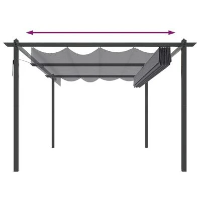 VidaXL Tonnelle de jardin avec toit rétractable 4x3 m Anthracite – Image 5