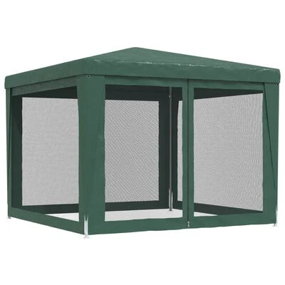 VidaXL Tente de fête avec 4 parois latérales en maille Vert 3x3 m PEHD – Image 5