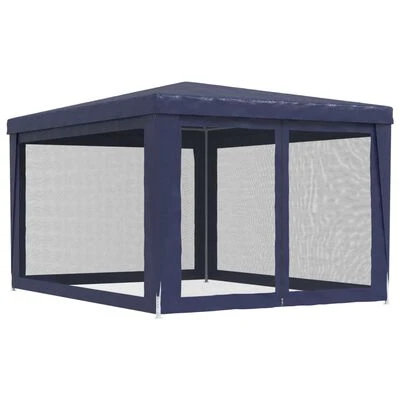 VidaXL Tente de fête avec 4 parois latérales en maille Bleu 3x4 m PEHD – Image 5