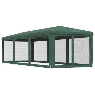 VidaXL Tente de fête avec 8 parois latérales en maille Vert 3x9 m PEHD – Image 5