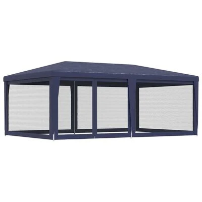 VidaXL Tente de fête avec 6 parois latérales en maille Bleu 6x4 m PEHD – Image 5