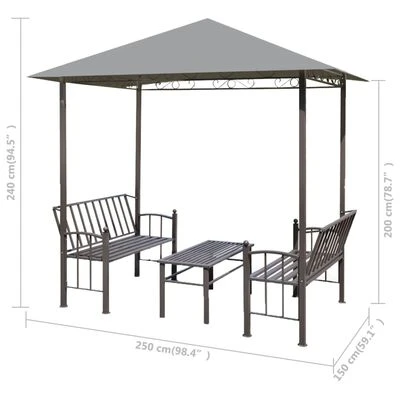 VidaXL Chapiteau de jardin avec table et bancs 2,5x1,5x2,4m Anthracite – Image 5