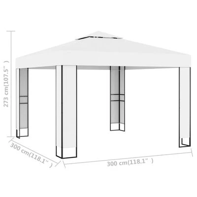 VidaXL Tonnelle avec toit double 3x3 m Blanc – Image 5