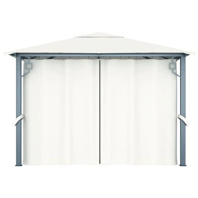 VidaXL Tonnelle avec rideau 300x300 cm Crème Aluminium – Image 5