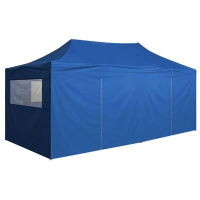 VidaXL Tente de réception pliable avec 4 parois 3x6 m Acier Bleu – Image 5