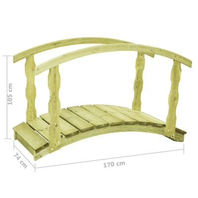 VidaXL Pont de jardin avec balustrade 170x74x105 cm Pin imprégné – Image 5