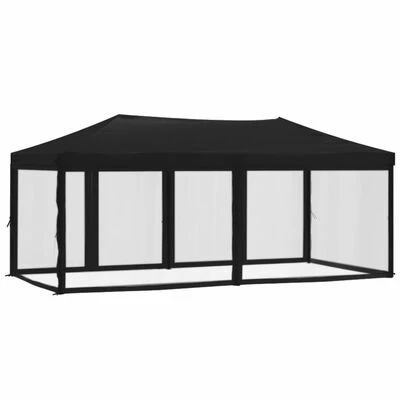 VidaXL Tente de réception pliable avec parois Noir 3x6 m – Image 5