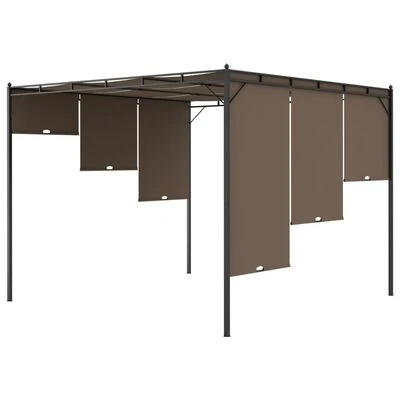 VidaXL Belvédère de jardin avec rideau latéral 3x3x2,25 m Taupe – Image 6