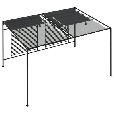 VidaXL Belvédère avec auvent rétractable 4x3x2,3 m Anthracite 180 g/m² – Image 6