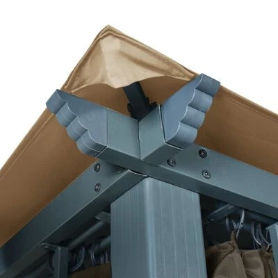 VidaXL Tonnelle avec rideau 300x300 cm Taupe Aluminium – Image 6