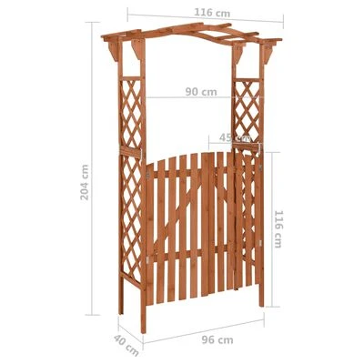 VidaXL Pergola avec portail 116x40x204 cm Bois de sapin massif – Image 6