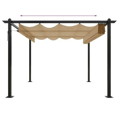 VidaXL Tonnelle de jardin avec toit rétractable 3x3 m Taupe – Image 6