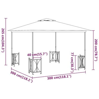 VidaXL Tonnelle avec parois et toit double 3x3 m Taupe – Image 6