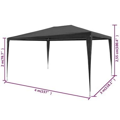 VidaXL Tente de réception 3 x 4 m PE Anthracite – Image 6
