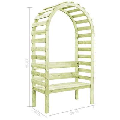VidaXL Pergola de jardin avec banc 130x60x230 cm Pin imprégné – Image 6
