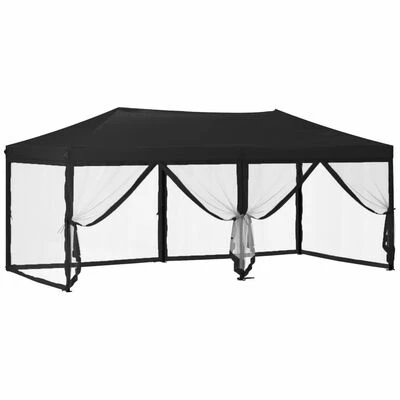 VidaXL Tente de réception pliable avec parois Noir 3x6 m – Image 6